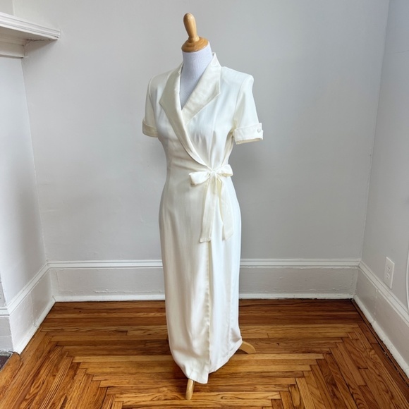 Vintage NWT Renzo Armoni Made in USA Wrap Off White Pearl Wedding Dress Gown 10P - Picture 13 of 13